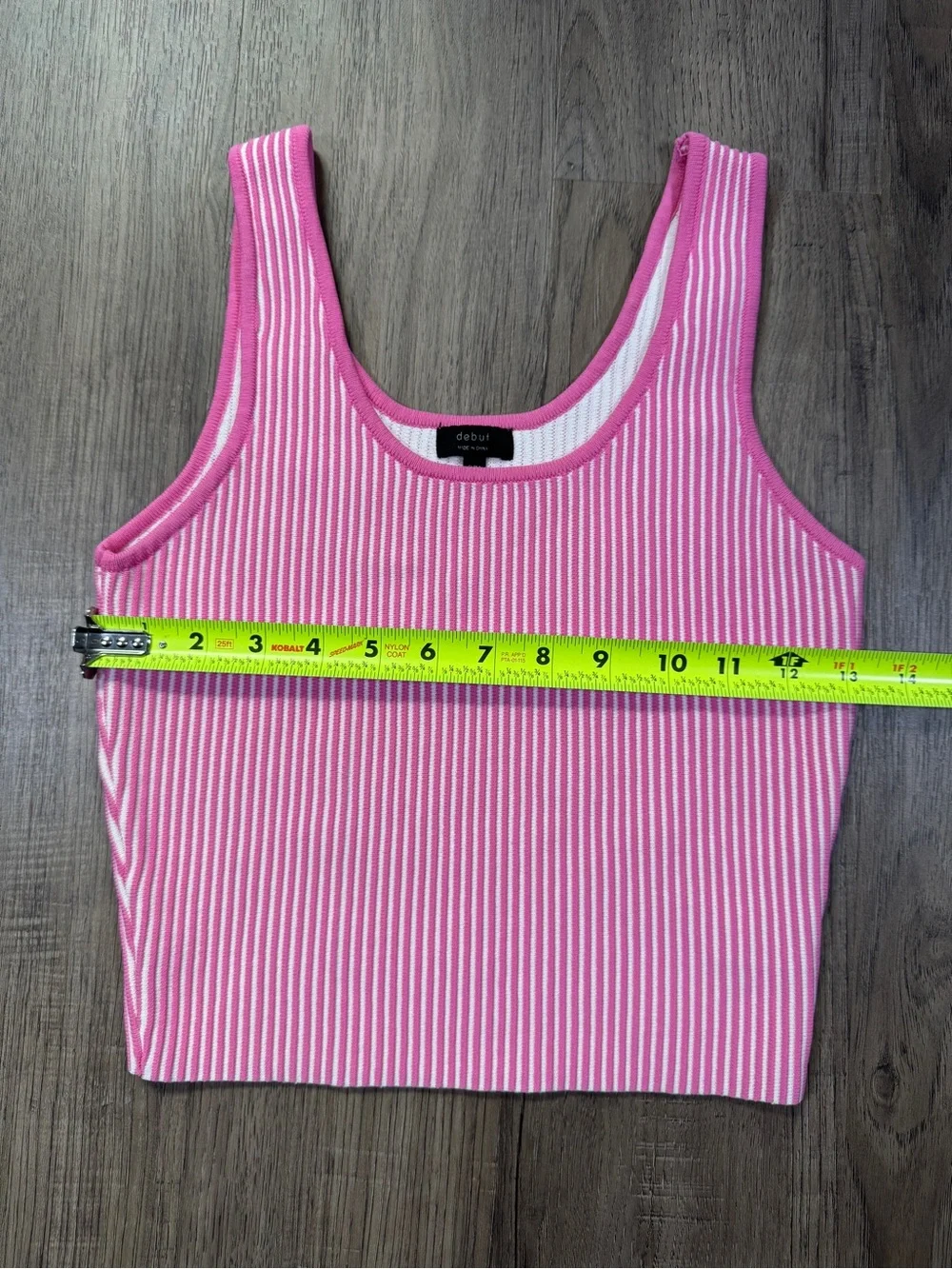 Debut Pink & White Striped Ribbed Knit Tank Top Size S/M